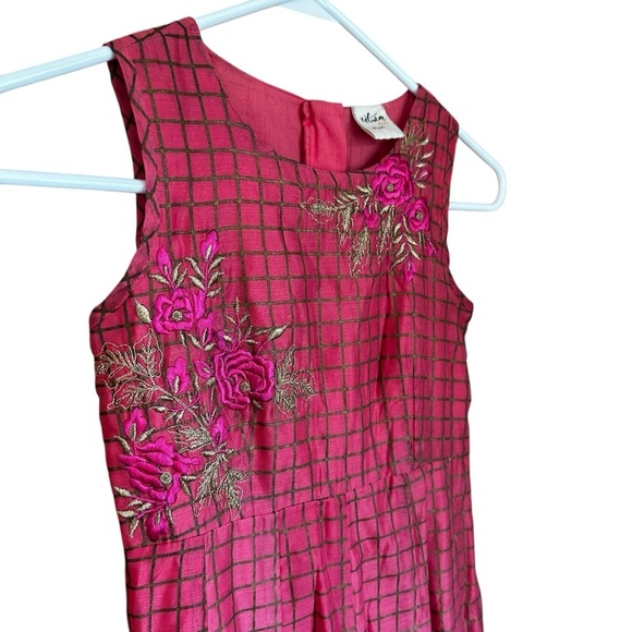 Utsa Kids Pink Embroidered Lined Maxi Sleeveless Dress Sz 8-9 - Picture 3 of 14